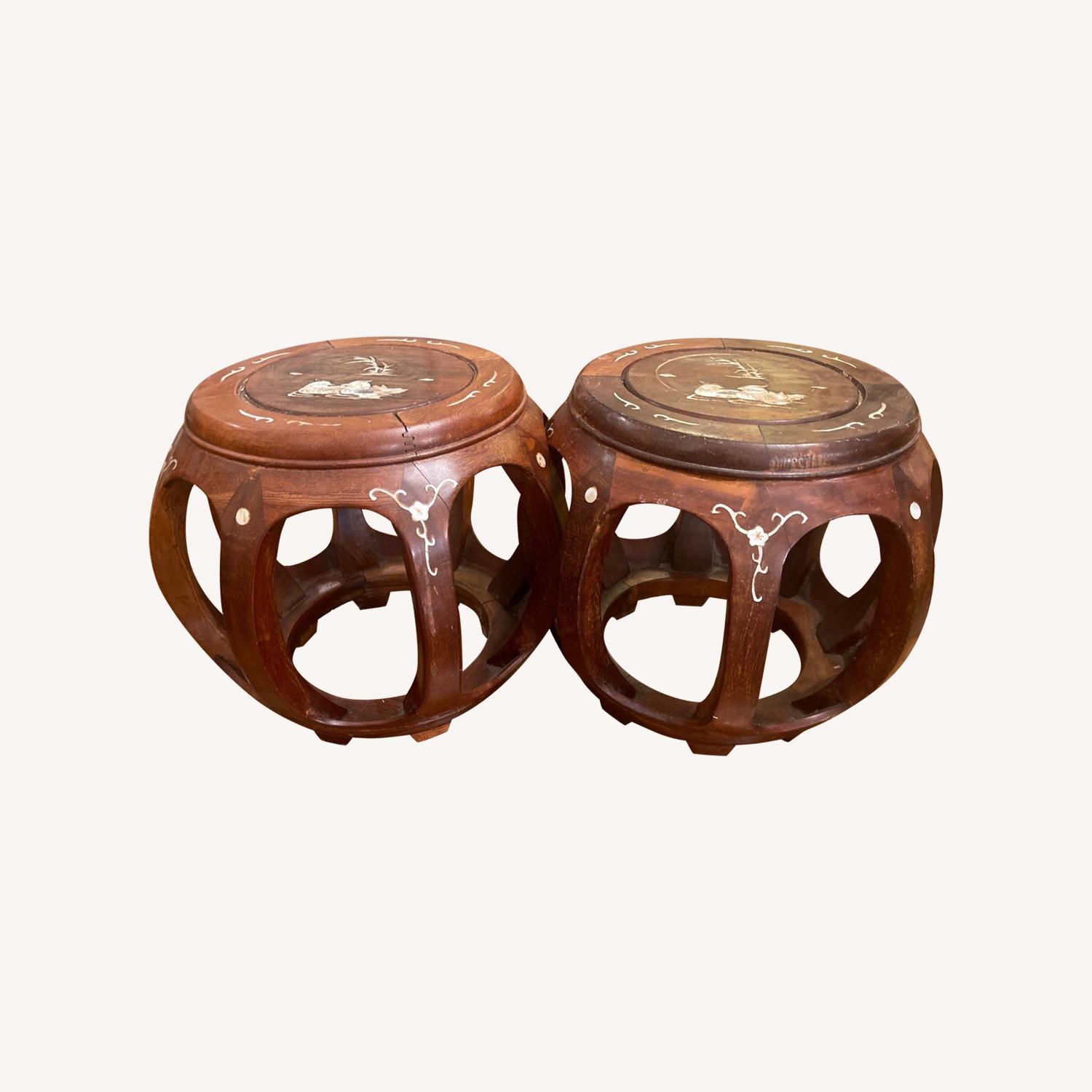 Asia Direct Dark Brown Wood Ottoman - image-0