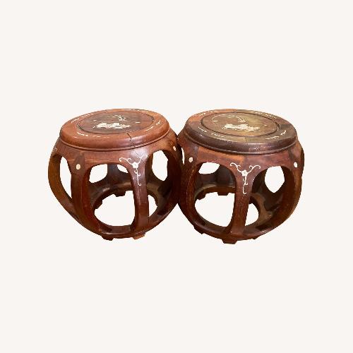 Used Asia Direct Dark Brown Wood Ottoman for sale on AptDeco