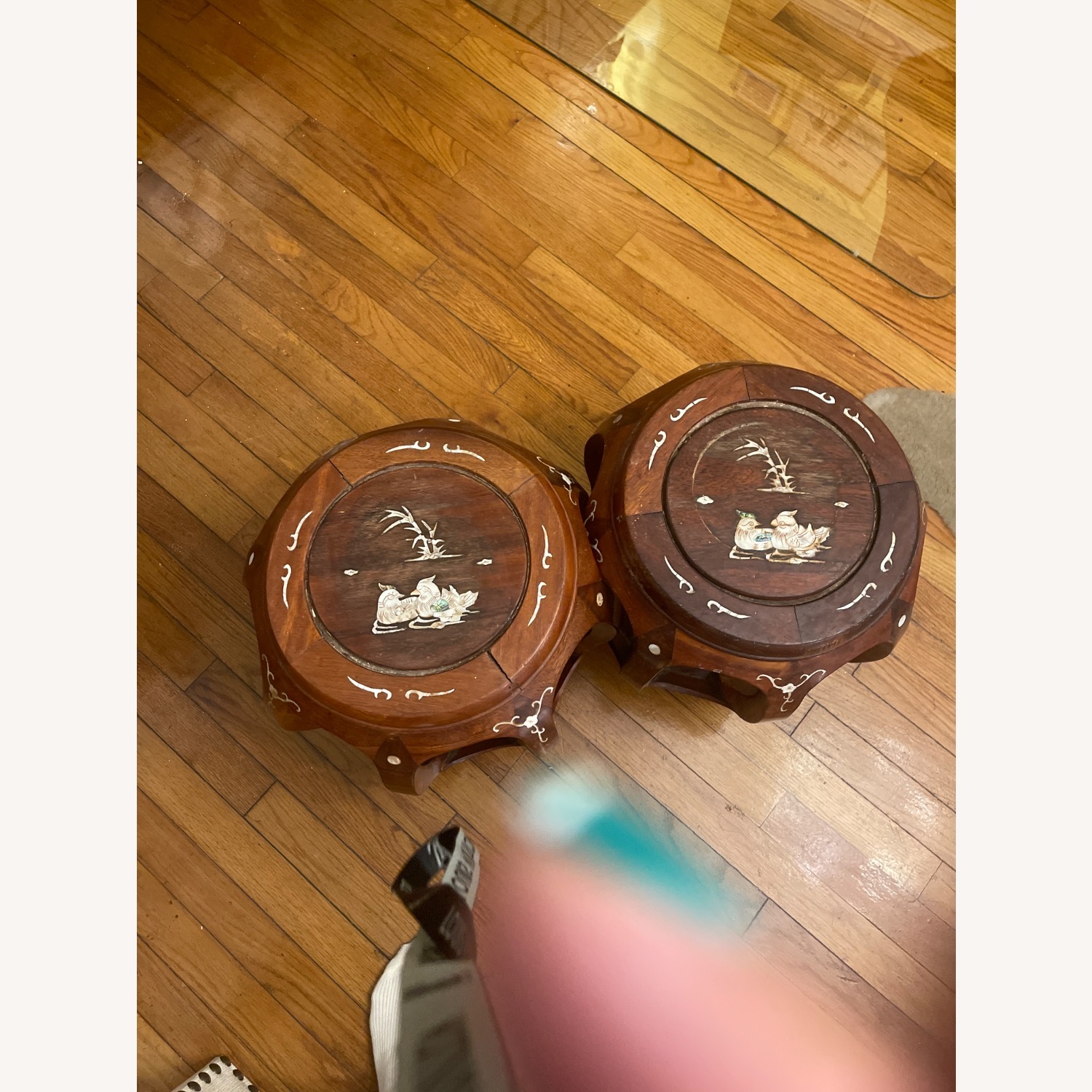 Asia Direct Dark Brown Wood Ottoman - image-3