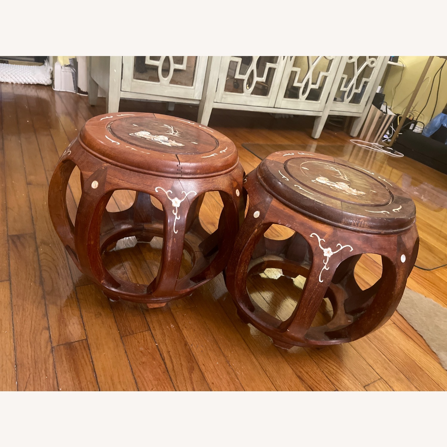 Asia Direct Dark Brown Wood Ottoman - image-2