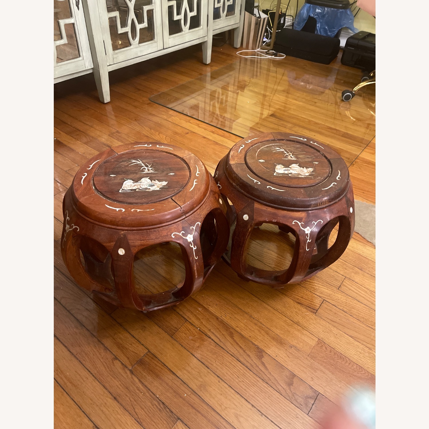 Asia Direct Dark Brown Wood Ottoman - image-1