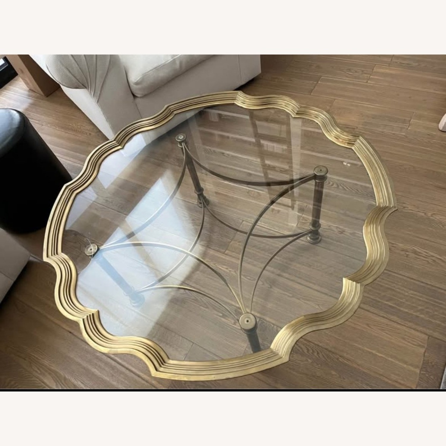 Vintage Regency Brass & Glass Coffee Table 60s/70s - image-3