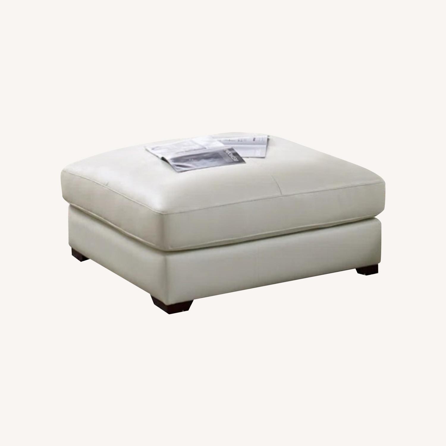 Atanisha White Leather Ottoman  - image-0
