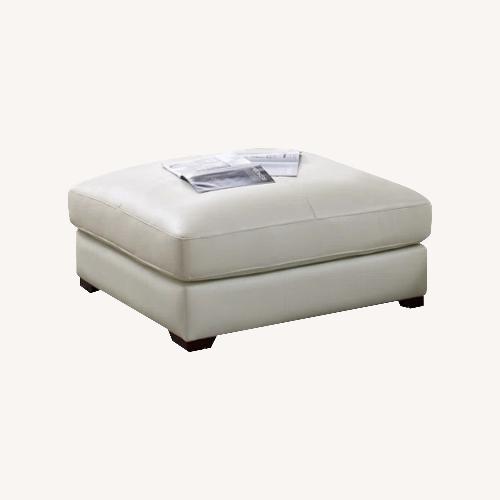 Used Atanisha White Leather Ottoman  for sale on AptDeco