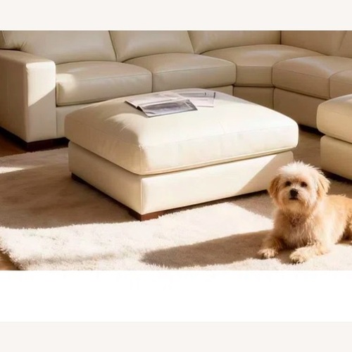 Used Atanisha White Leather Ottoman  for sale on AptDeco