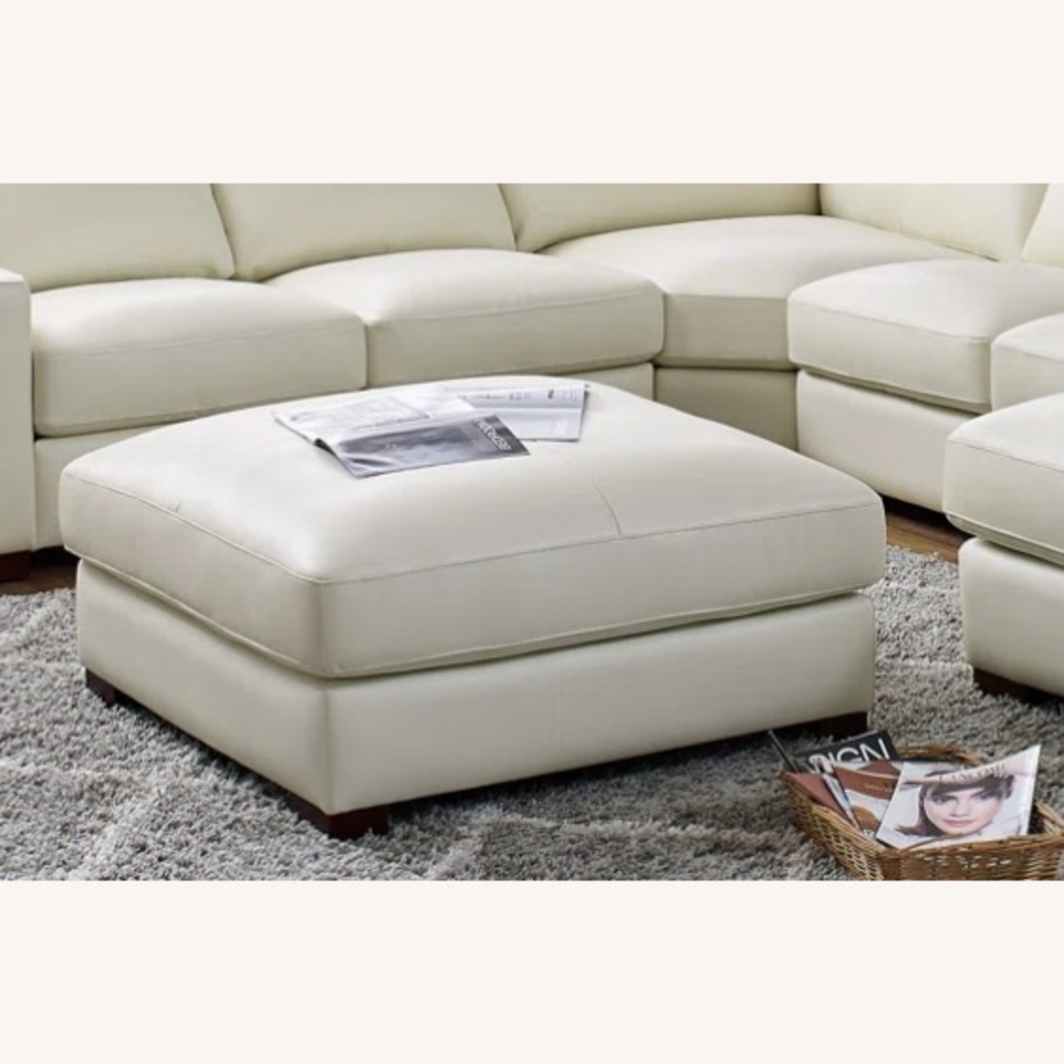Atanisha White Leather Ottoman  - image-5