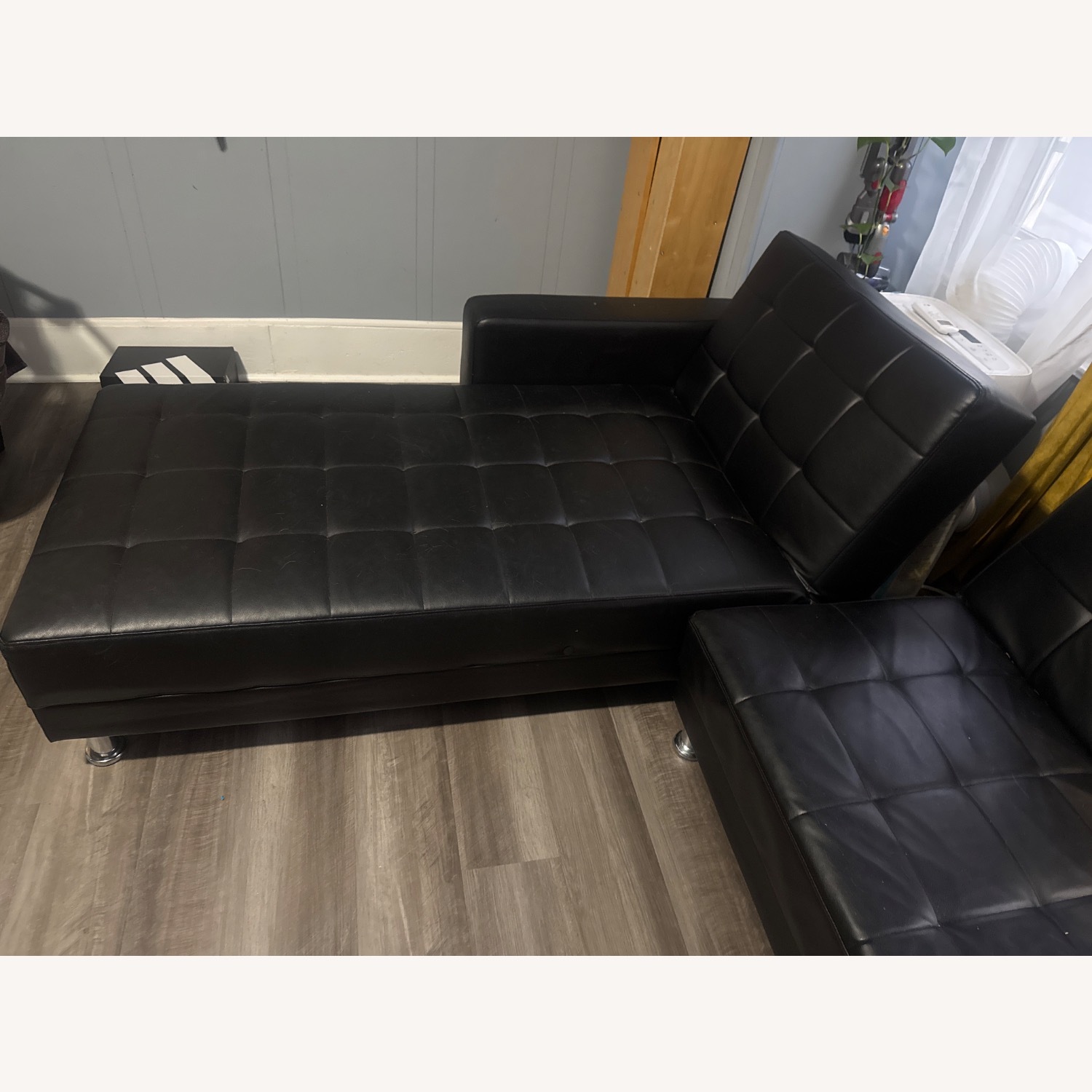 Black Leather 2 Piece Sectional - image-3