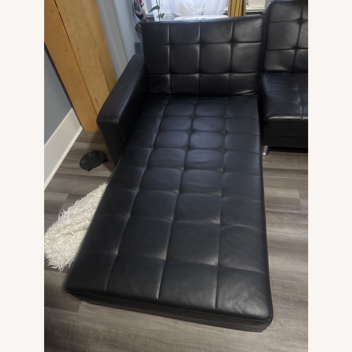 Black Leather 2 Piece Sectional - image-1