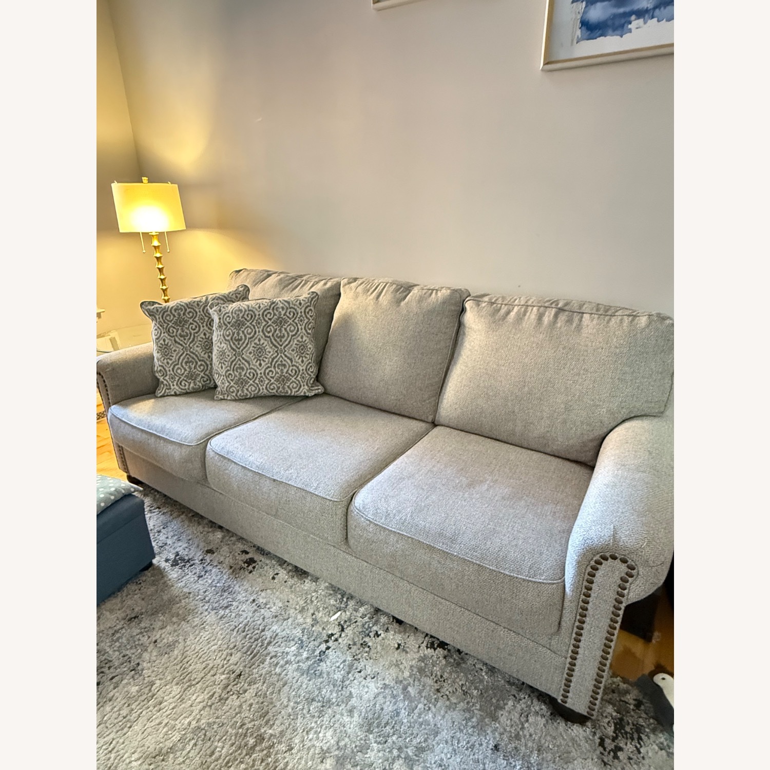 Ashley Furniture Light Gray Fabric 3+ Seater Sofa - image-2