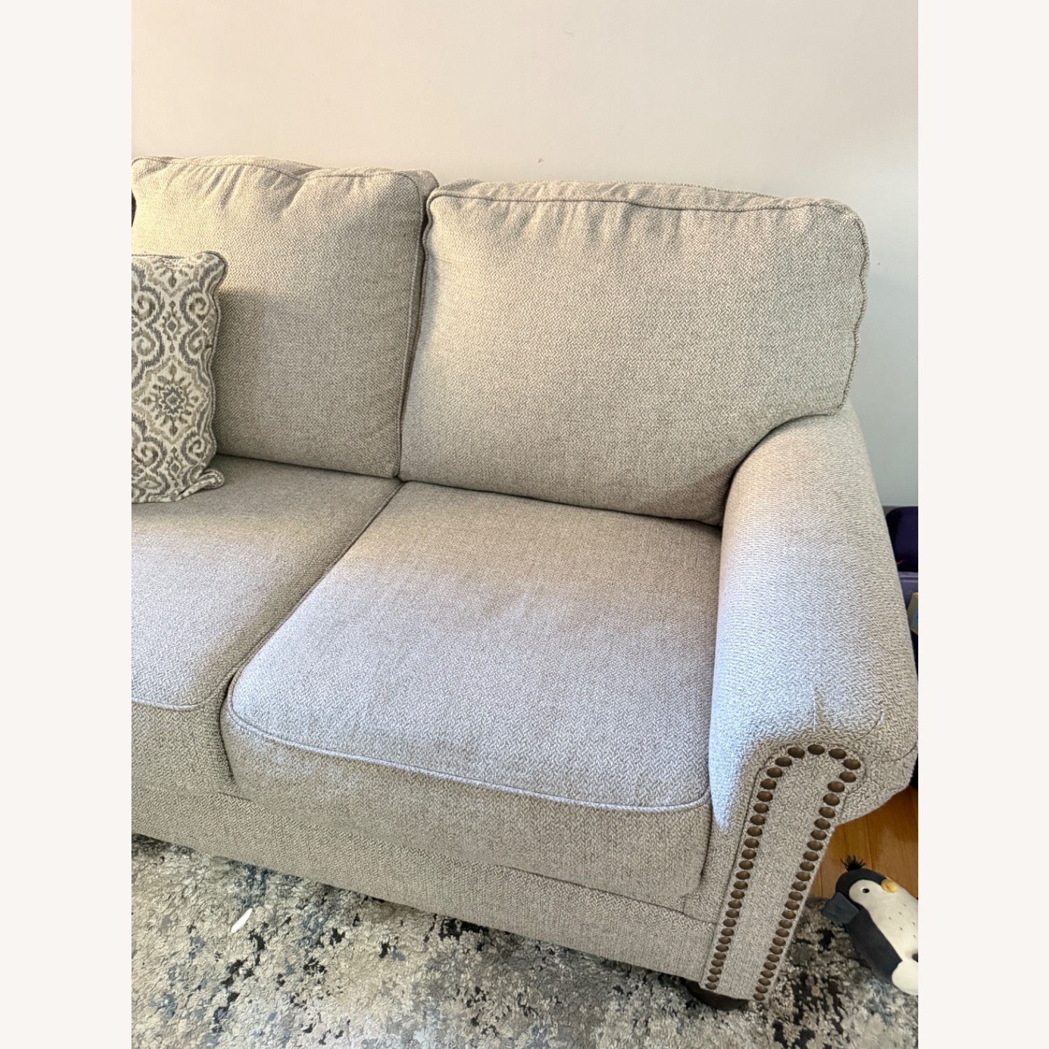 Ashley Furniture Light Gray Fabric 3+ Seater Sofa - image-4