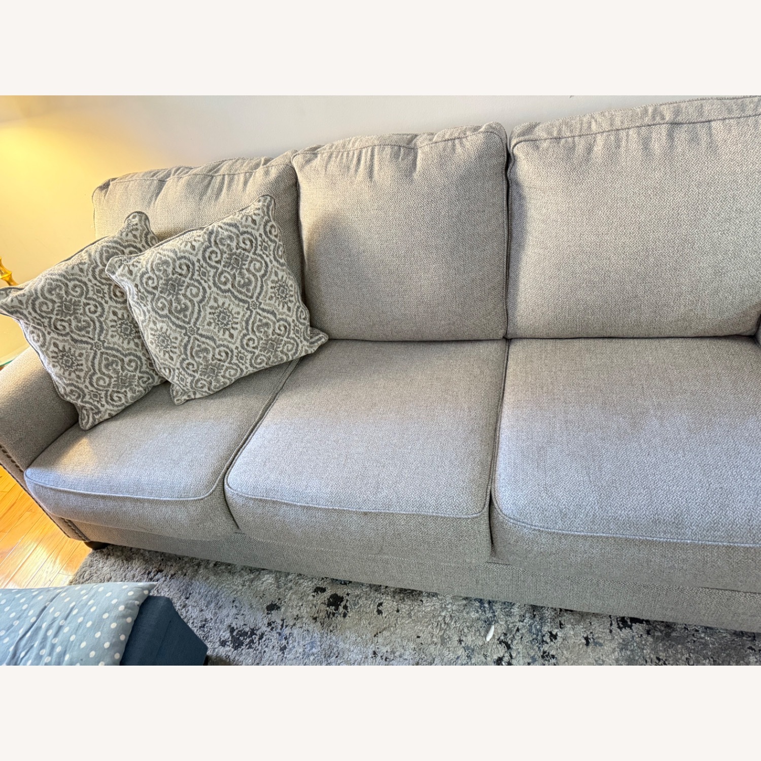 Ashley Furniture Light Gray Fabric 3+ Seater Sofa - image-3