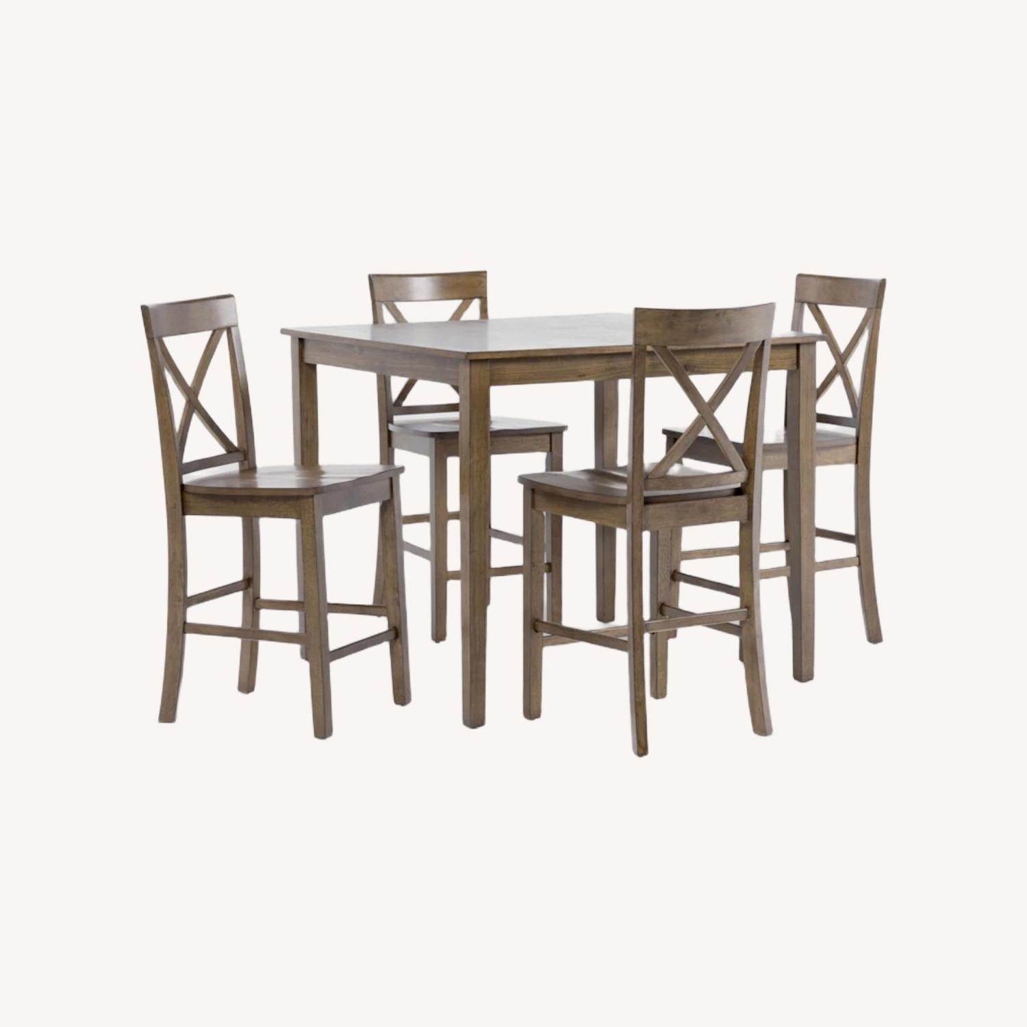 Living Spaces Light Gray Wood Dining Set - image-0