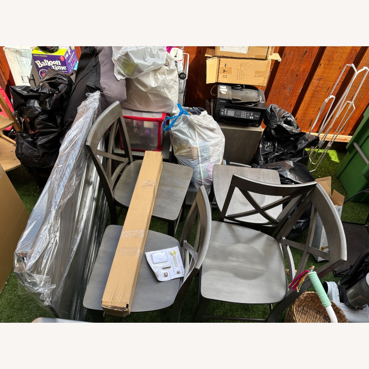 Living Spaces Light Gray Wood Dining Set - image-3