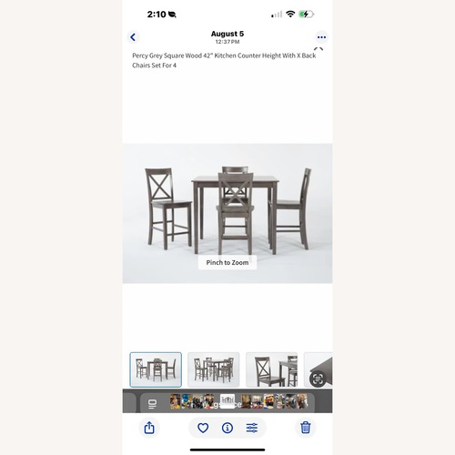 Used Living Spaces Light Gray Wood Dining Set for sale on AptDeco