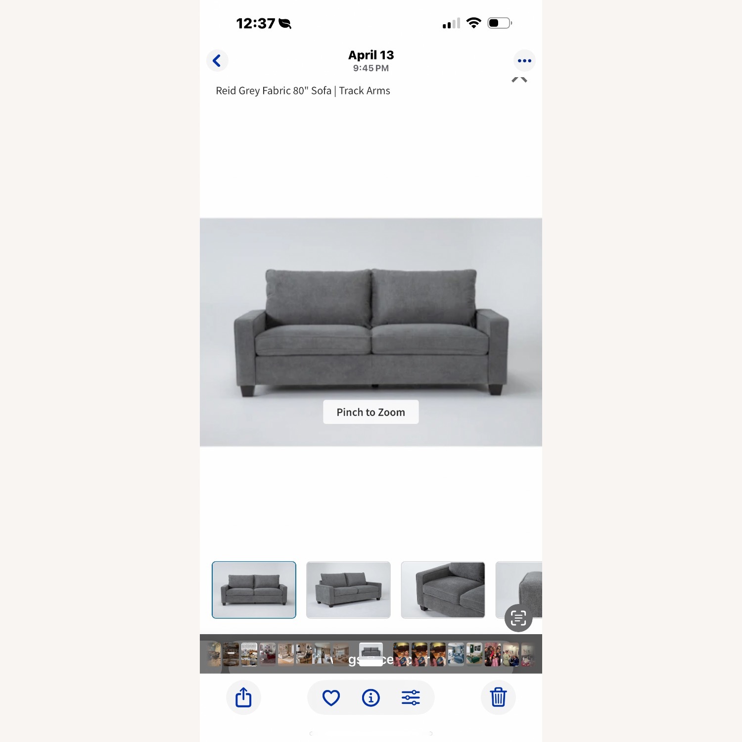 Living Spaces Dark Gray Fabric 2 Seater Sofa - image-1