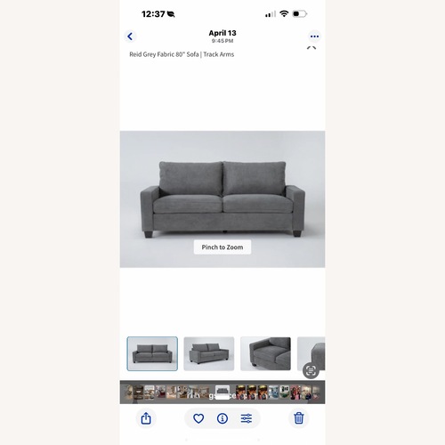 Used Living Spaces Dark Gray Fabric 2 Seater Sofa for sale on AptDeco