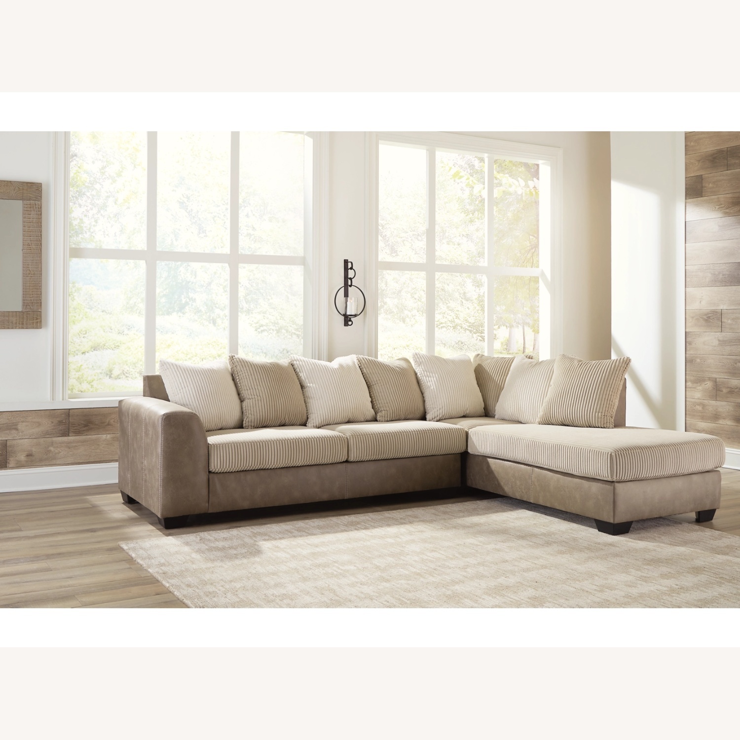 Ashley Furniture Light Brown Suede 3+ Seater Sofa - image-2