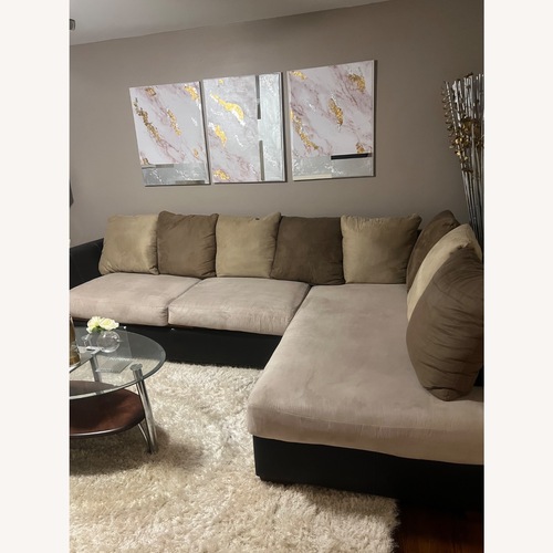 Used Ashley Furniture Light Brown Suede 3+ Seater Sofa for sale on AptDeco