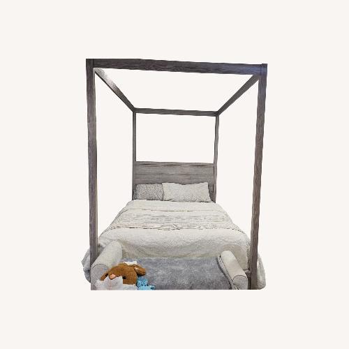 Used Light Gray Wood Queen Bed for sale on AptDeco