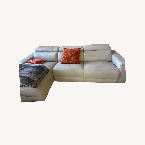 Used Macy's Leather Light Gray Sectional Sofa for sale on AptDeco