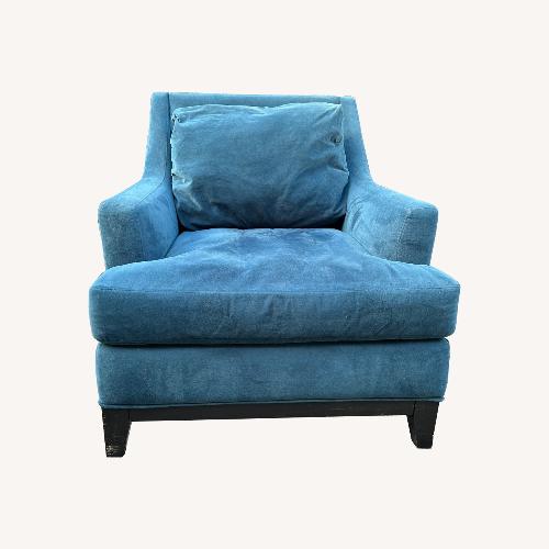 Used Johnathan Louis Velvet Chair plus Ottoman for sale on AptDeco