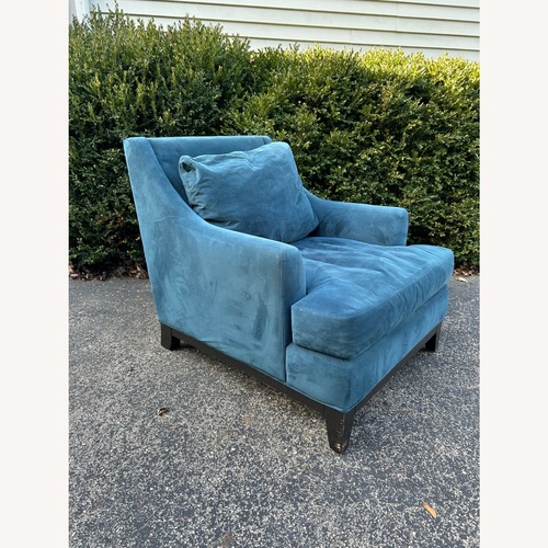 Used Johnathan Louis Velvet Chair plus Ottoman for sale on AptDeco