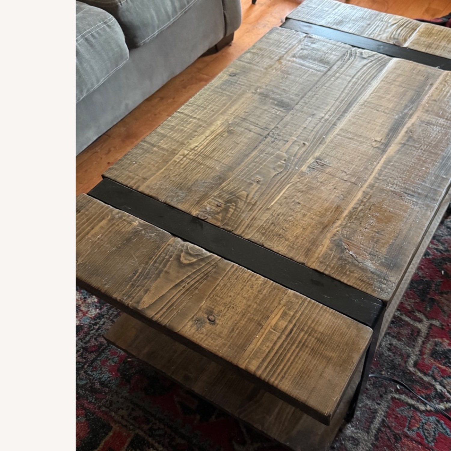  Dark Brown Industrial Coffee Table - image-2