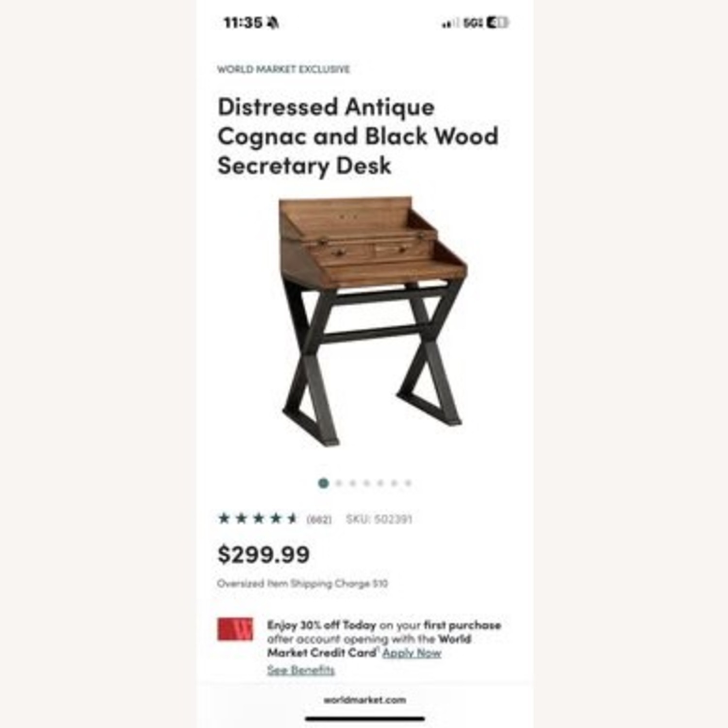 World Market Antique Wood Desk - image-4