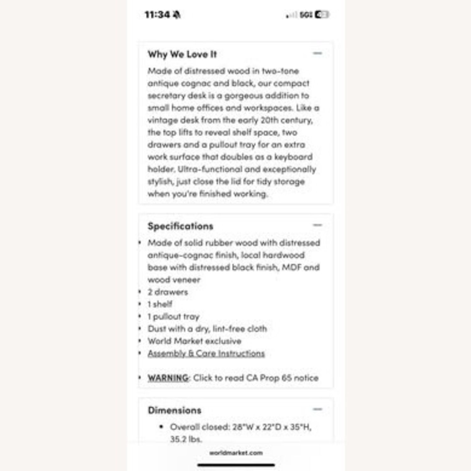 World Market Antique Wood Desk - image-5