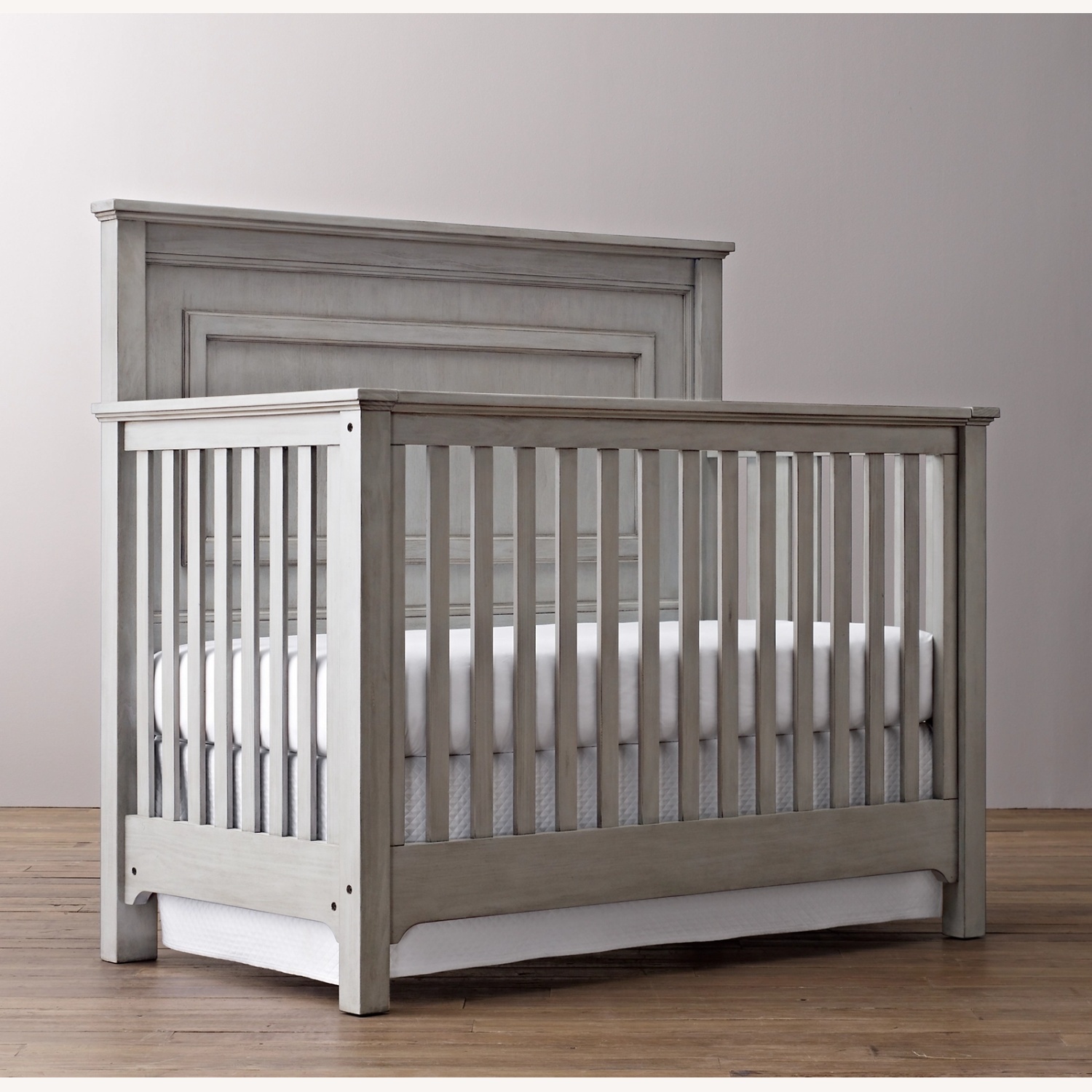 Restoration Hardware Marlowe Light Gray Wood Crib - image-0