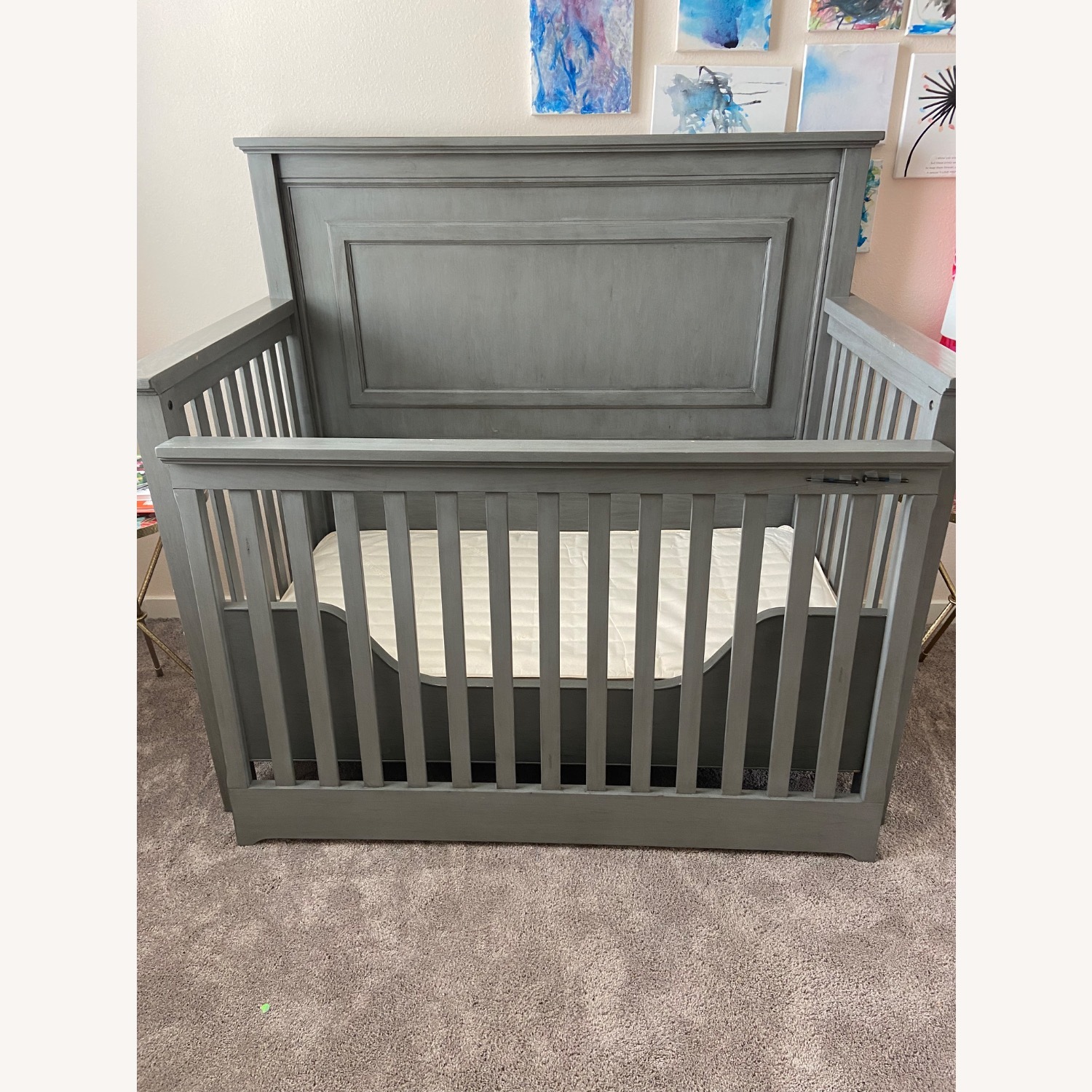 Restoration Hardware Marlowe Light Gray Wood Crib - image-1