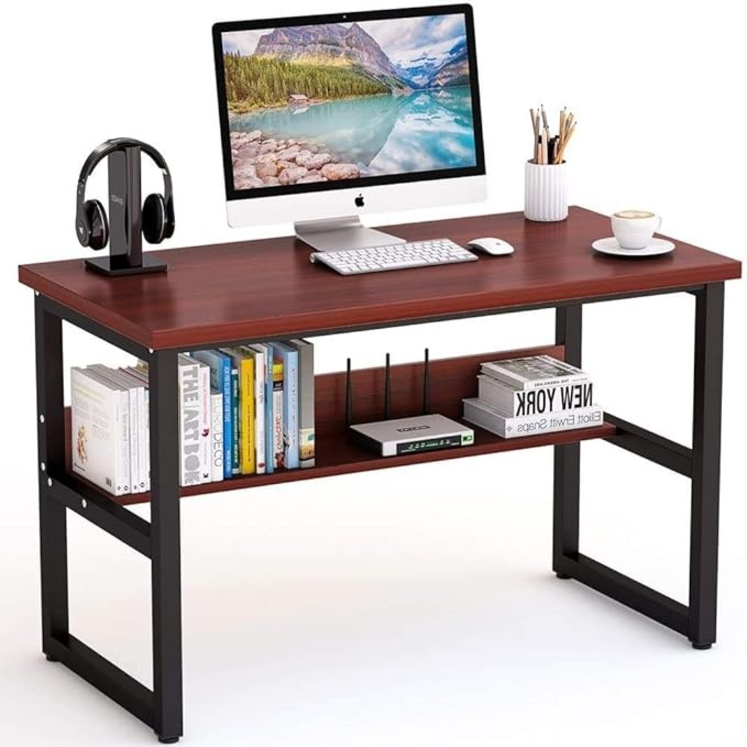 Wayfair Inbox Zero Dark Brown Desk - image-4