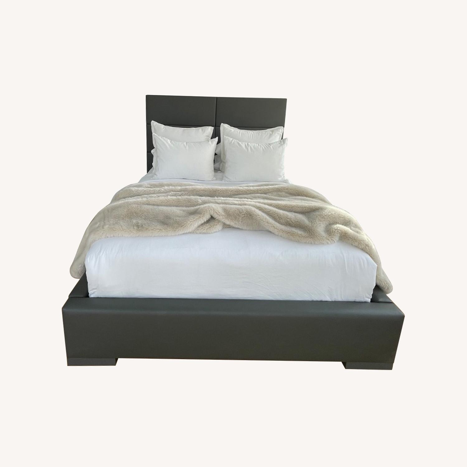 Modani  Cama Dark Gray Faux Leather Queen Bed - image-0