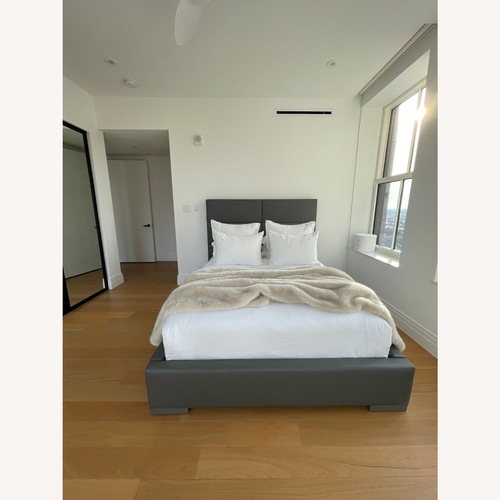 Used Modani  Cama Dark Gray Faux Leather Queen Bed for sale on AptDeco