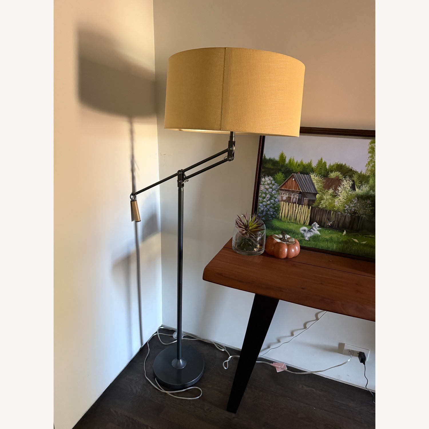 Crate & Barrel Dark Brown Metal Floor Lamp - image-1