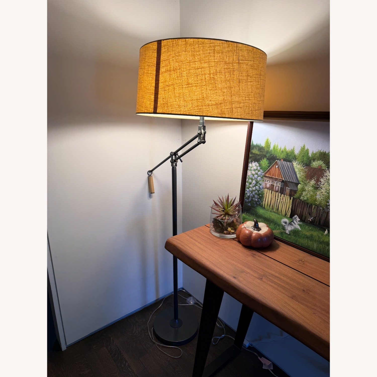 Crate & Barrel Dark Brown Metal Floor Lamp - image-2