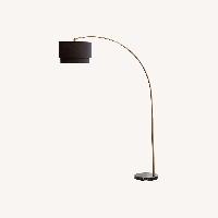Meryl Arc Brass Floor Lamp with Black Shade
