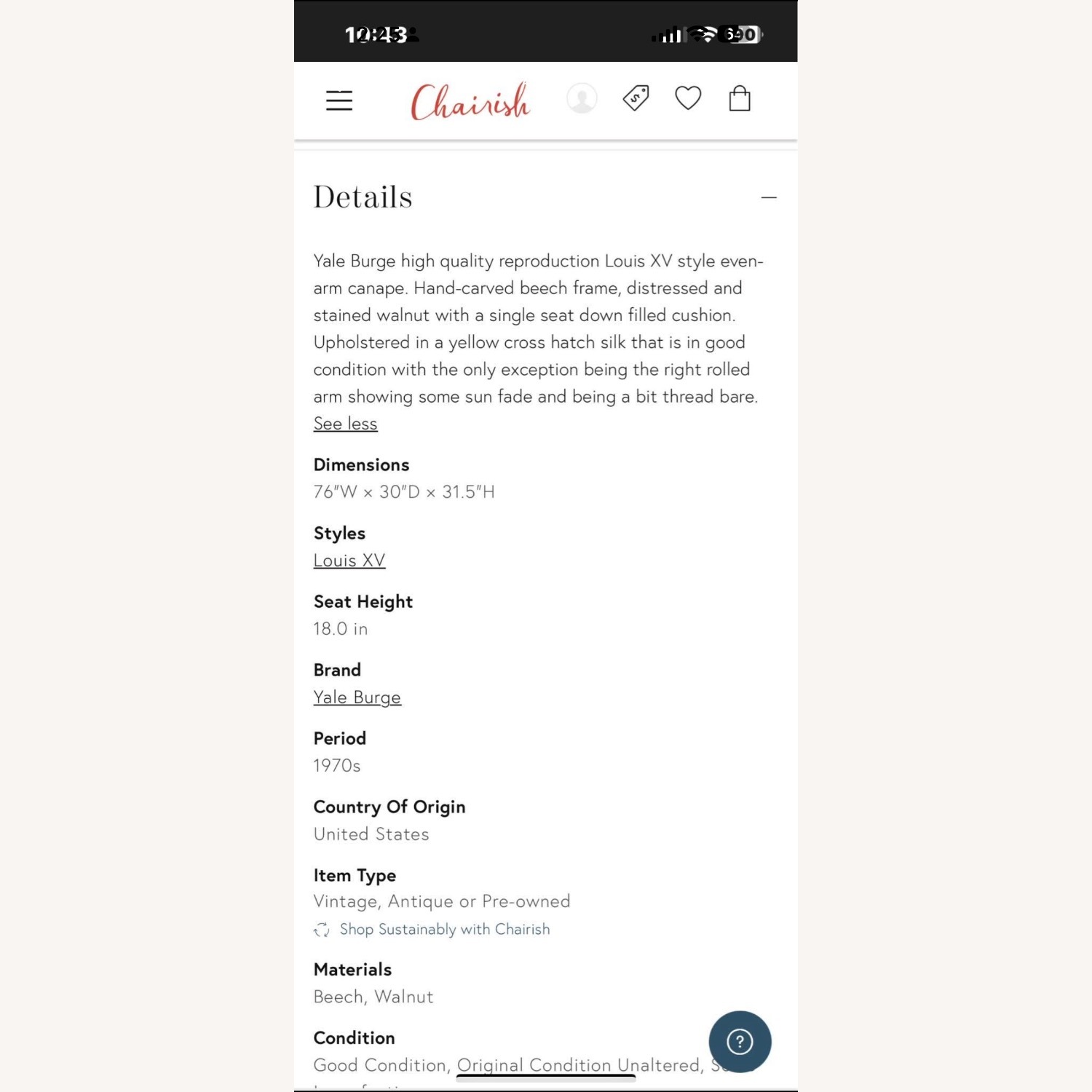 Vintage/Antique Natural 3+ Seater Sofa - image-4