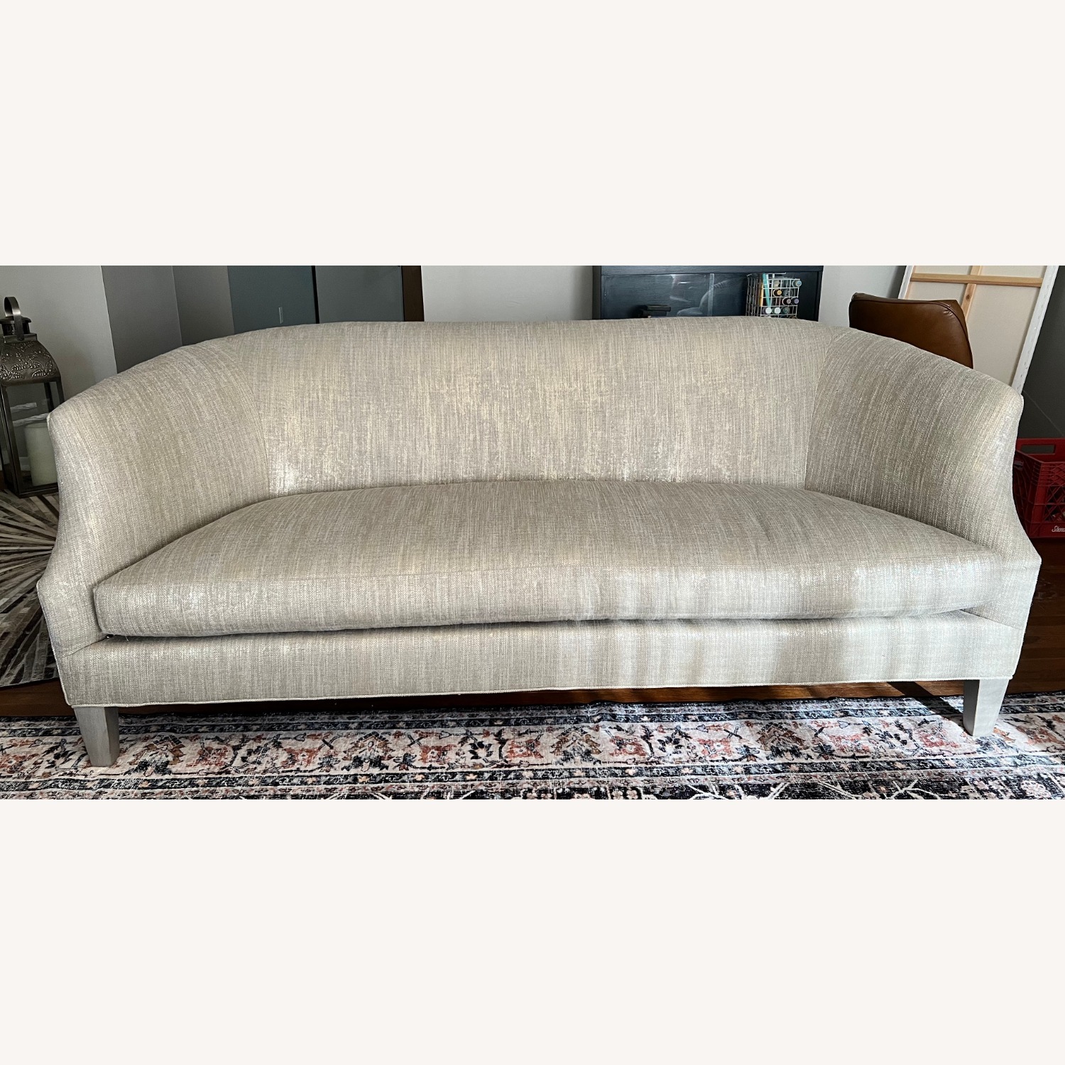Lee Industries Light Gray/Silver Fabric Sofa - image-2