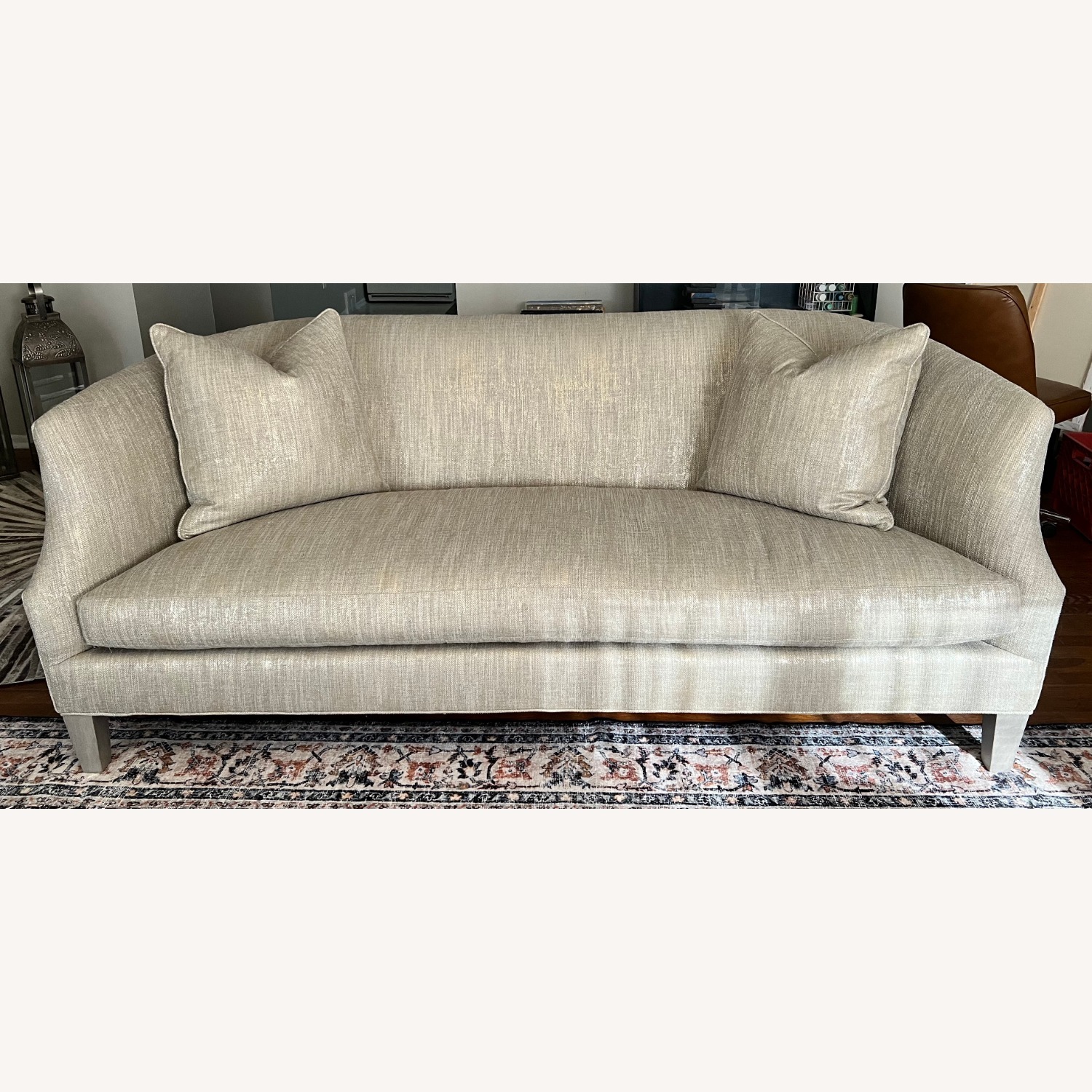 Lee Industries Light Gray/Silver Fabric Sofa - image-1