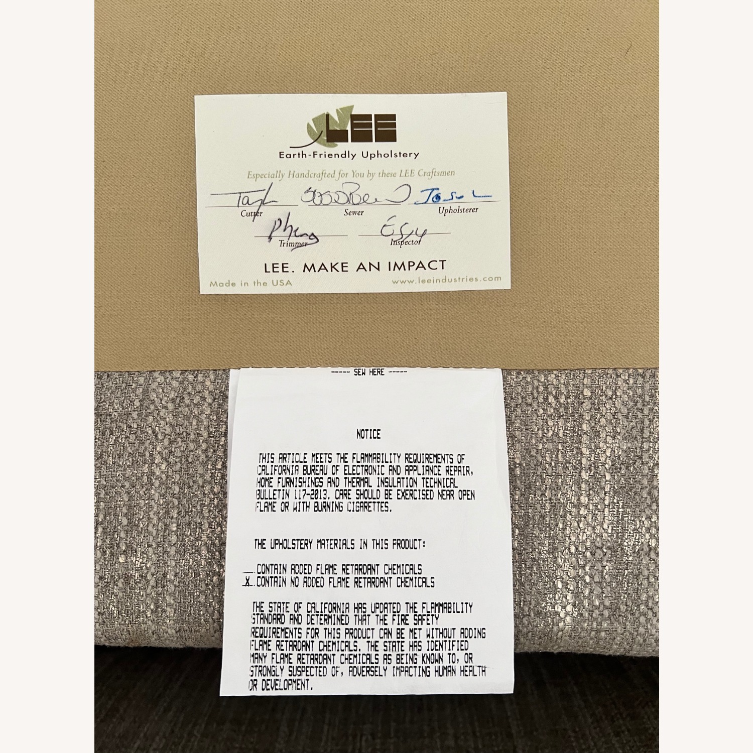 Lee Industries Light Gray/Silver Fabric Sofa - image-5