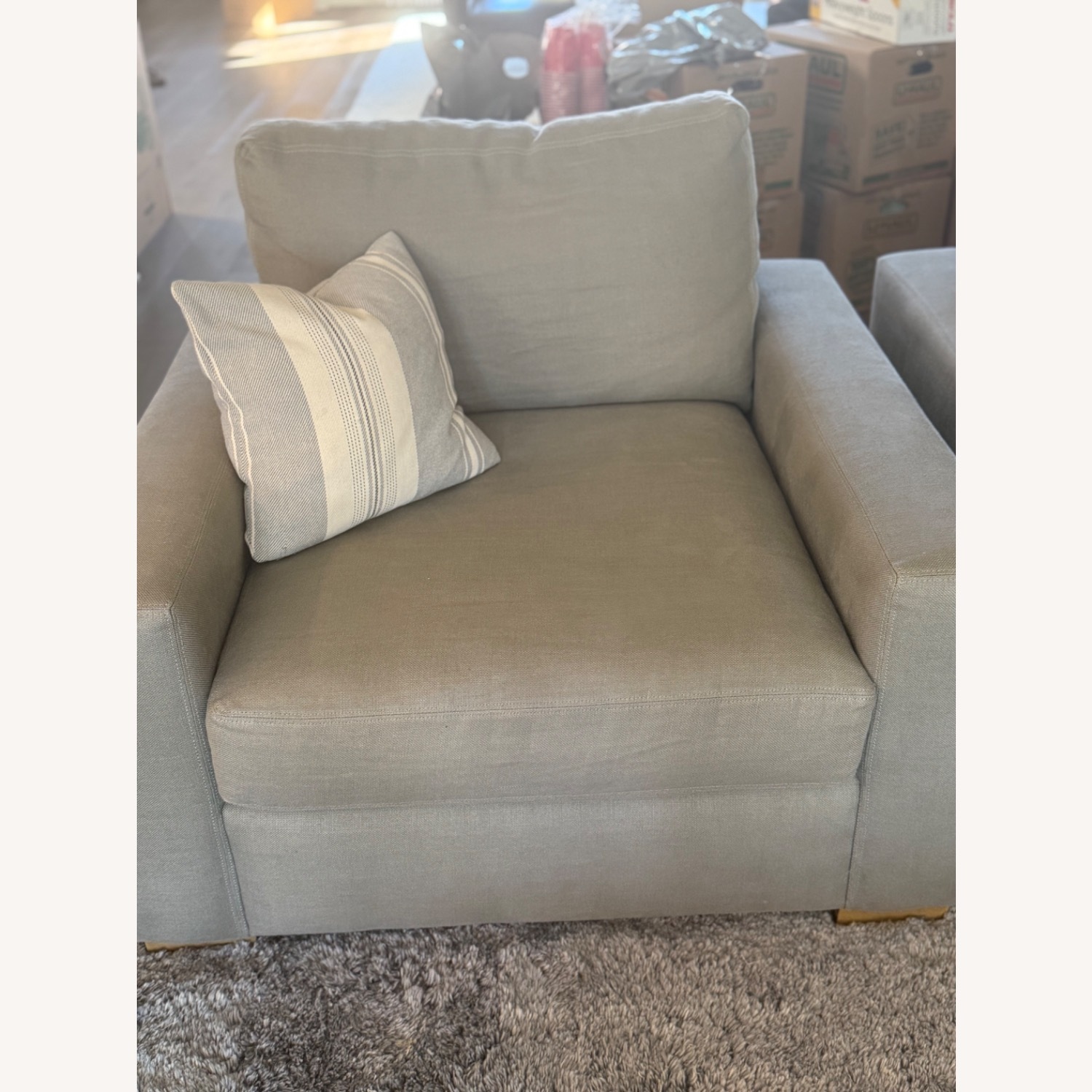 Restoration Hardware Light Gray Armchair - image-3