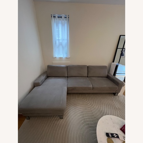 Used Light Gray Suede Chaise Lounge for sale on AptDeco