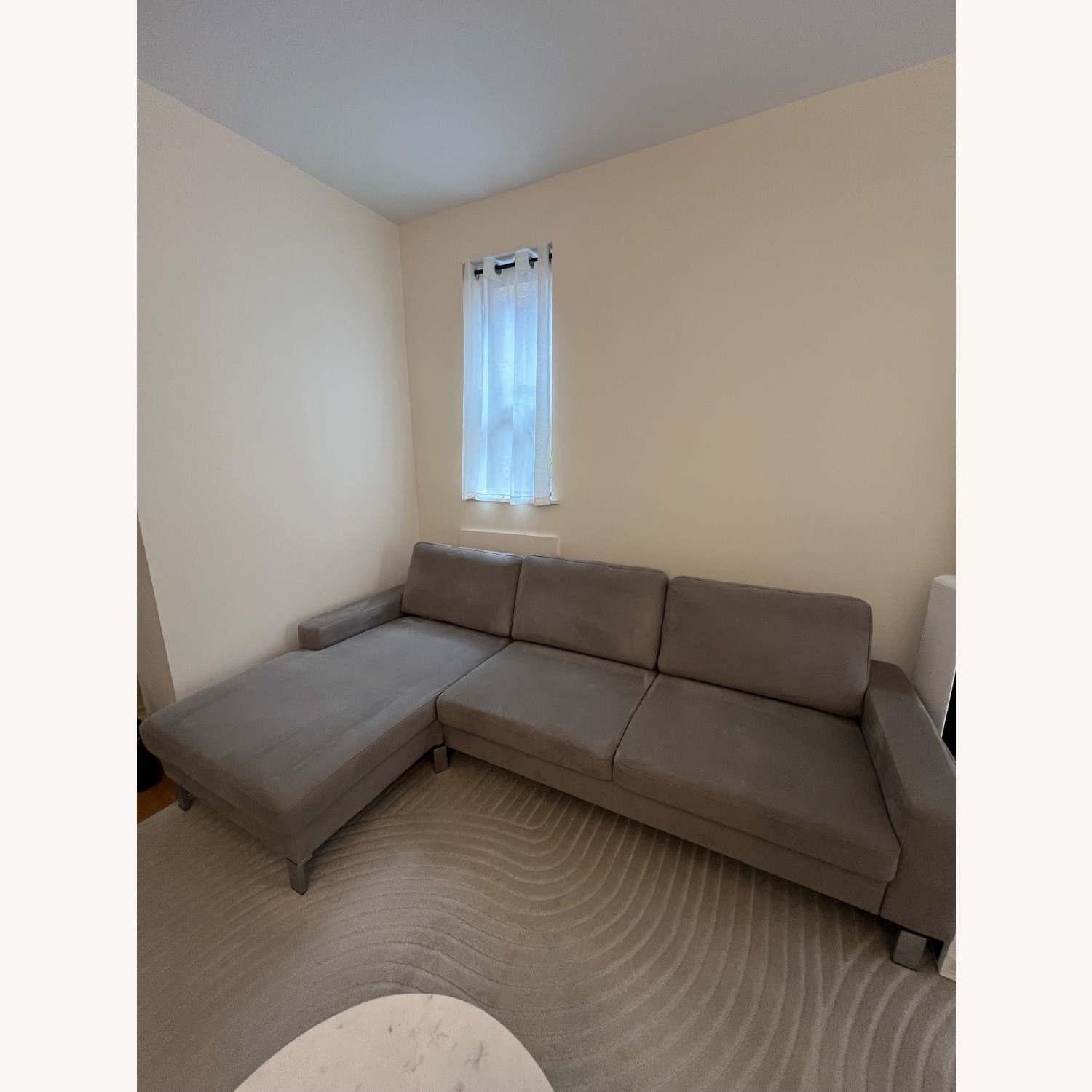 Light Gray Suede Chaise Lounge - image-2