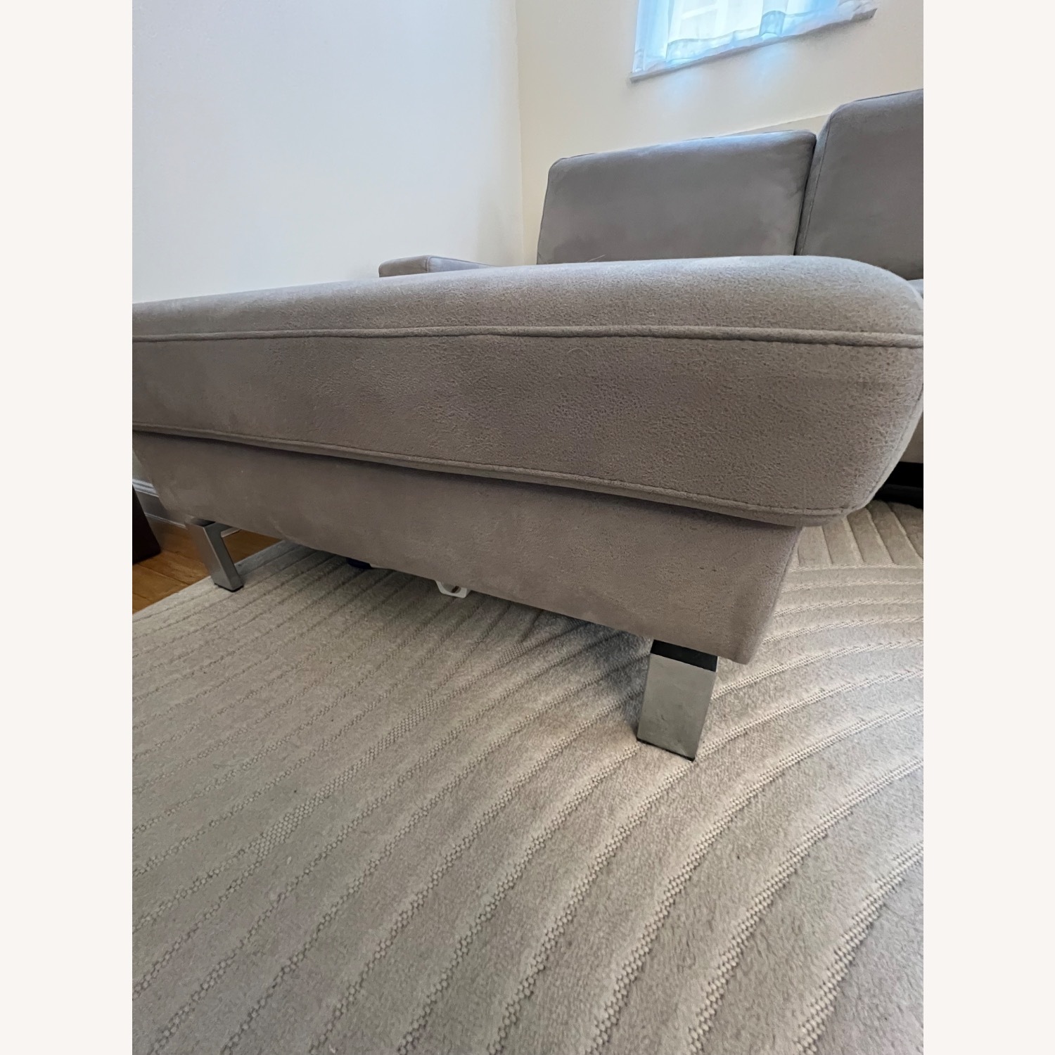 Light Gray Suede Chaise Lounge - image-4