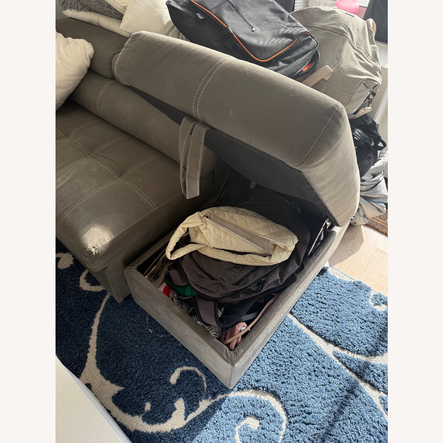 Dark Gray Fabric 2 Piece Sectional - image-3