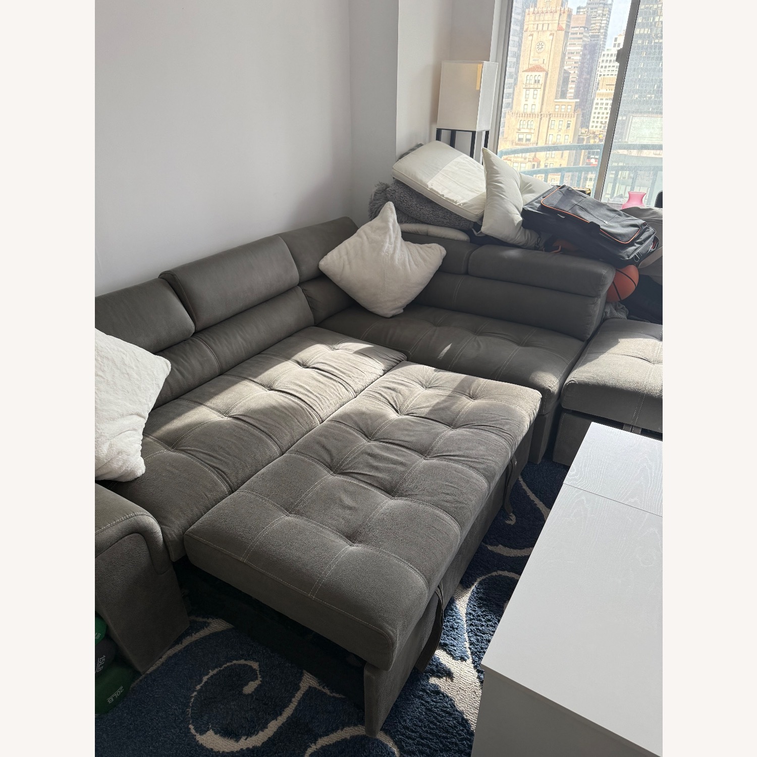 Dark Gray Fabric 2 Piece Sectional - image-2