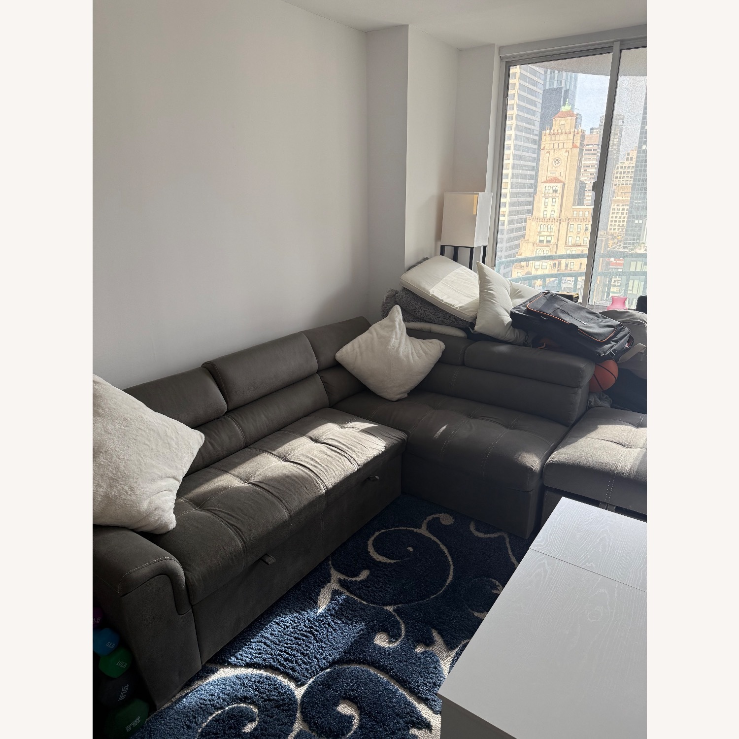 Dark Gray Fabric 2 Piece Sectional - image-4