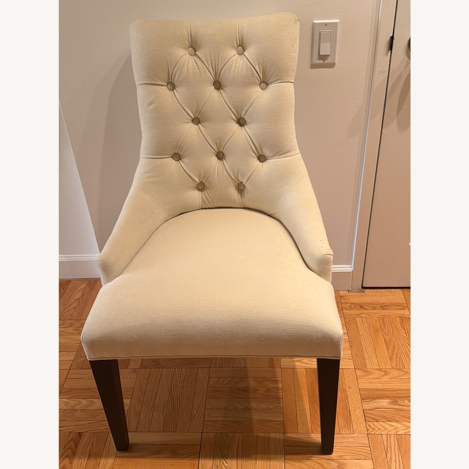 Restoration Hardware White Fabric Dining Chairs - image-2