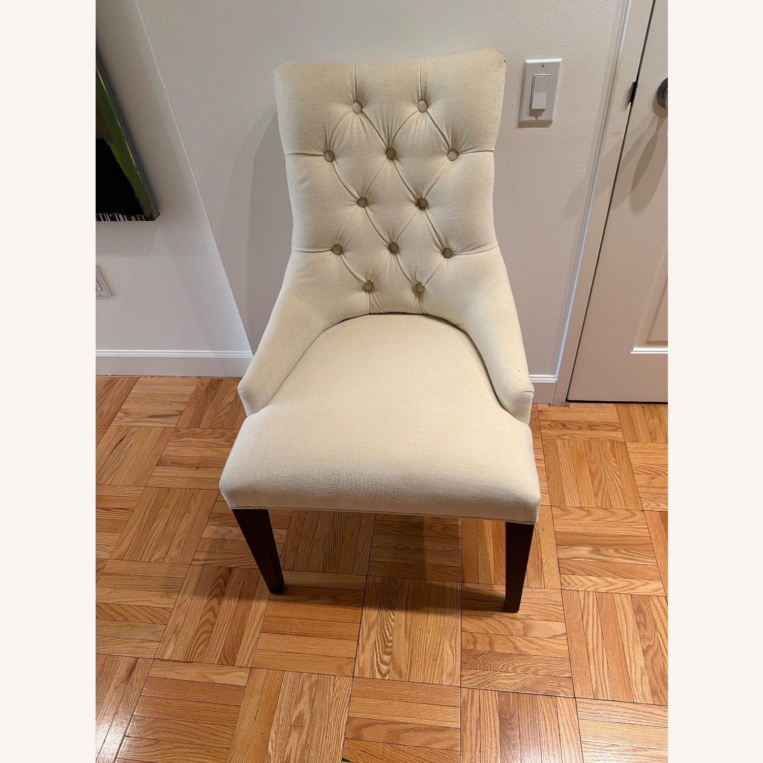 Restoration Hardware White Fabric Dining Chairs - image-6